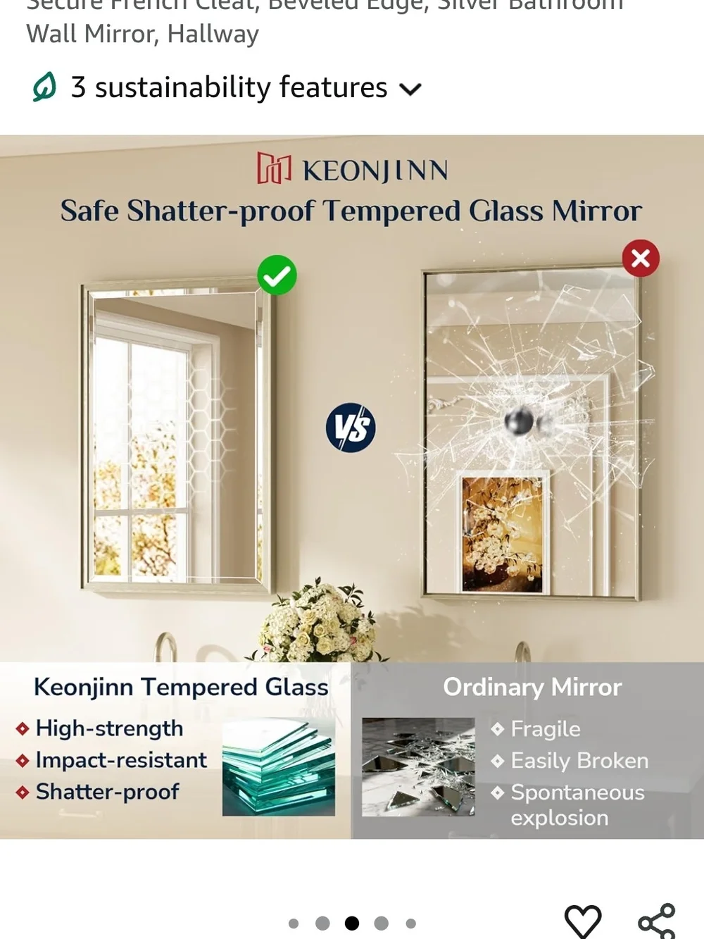 Framed Wall Mirror in Silver - Home Bath